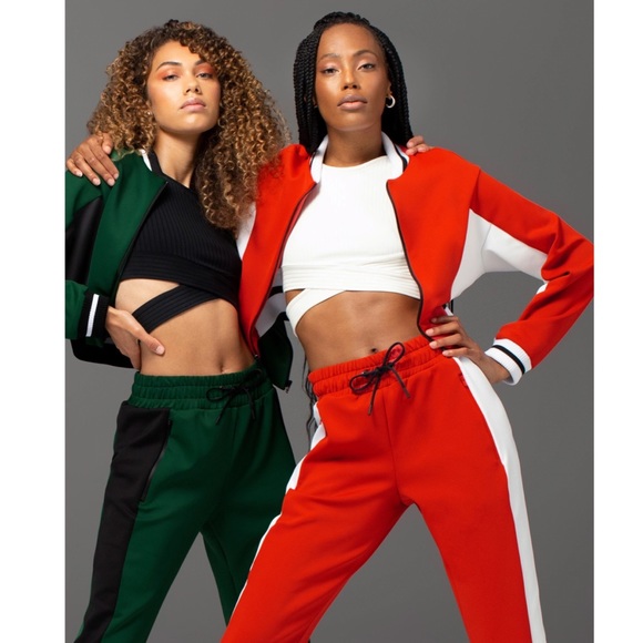 MICHI Carve Jacket Cropped Scuba Ribbed Track Colorblock Stripe - Picture 5 of 16